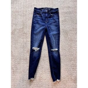 American Eagle Next Level Stretch Jegging Jeans Women's 2 Short Blue Distressed